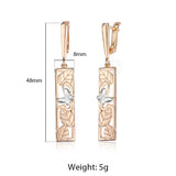 prom accessories prom accessories Aveuri Graduation gifts New Trend 585 Rose Gold CZ Stones Rectangle Dangle Earrings for Women Girls Natural Cubic Zircon Unusual Earrings Jewelry GE328