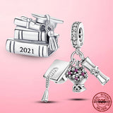 Graduation gifts HIgh Quality Silver Color 2023 Graduation Books Charm Beads Fit Original Pandora Charm Bracelet Jewelry Gift