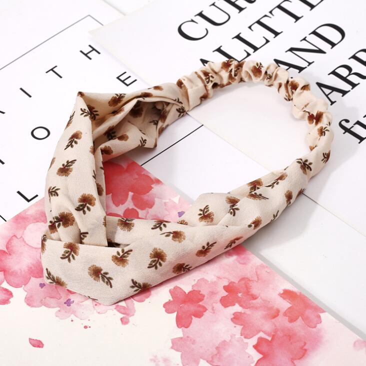 Aveuri Back to school Fashion Women Headband Cross Top Knot Elastic Hair Bands Vintage Print Girls Hairband Hair Accessories Twisted Knotted Headwrap