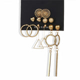 Aveuri Fashion Tassel bead Drop Earring Set For Women Trendy Gold Geometric Circle Chain Earrings NEW Set of Earrings Jewelry