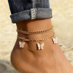 Christmas Gift EN Fashion Multilayer Cute Butterfly Anklets for Women Bohemian Simple Anklet Gold Color Chain Ankle Bracelet on Leg