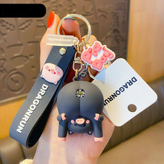 Aveuri Cute Original Pig Chrysanthemum Keychain Trend Keychain Bag Pendant Couple Accessories Creative Gifts