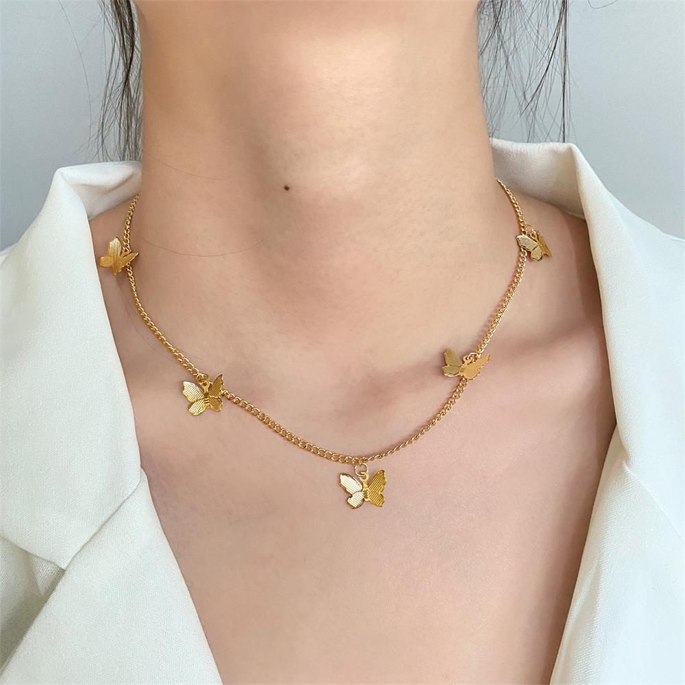 Aveuri Bohemian Butterfly Choker Necklace For Women Gold Color Clavicle Chain Fashion Female Chocker Jewelry 2023 New Trend