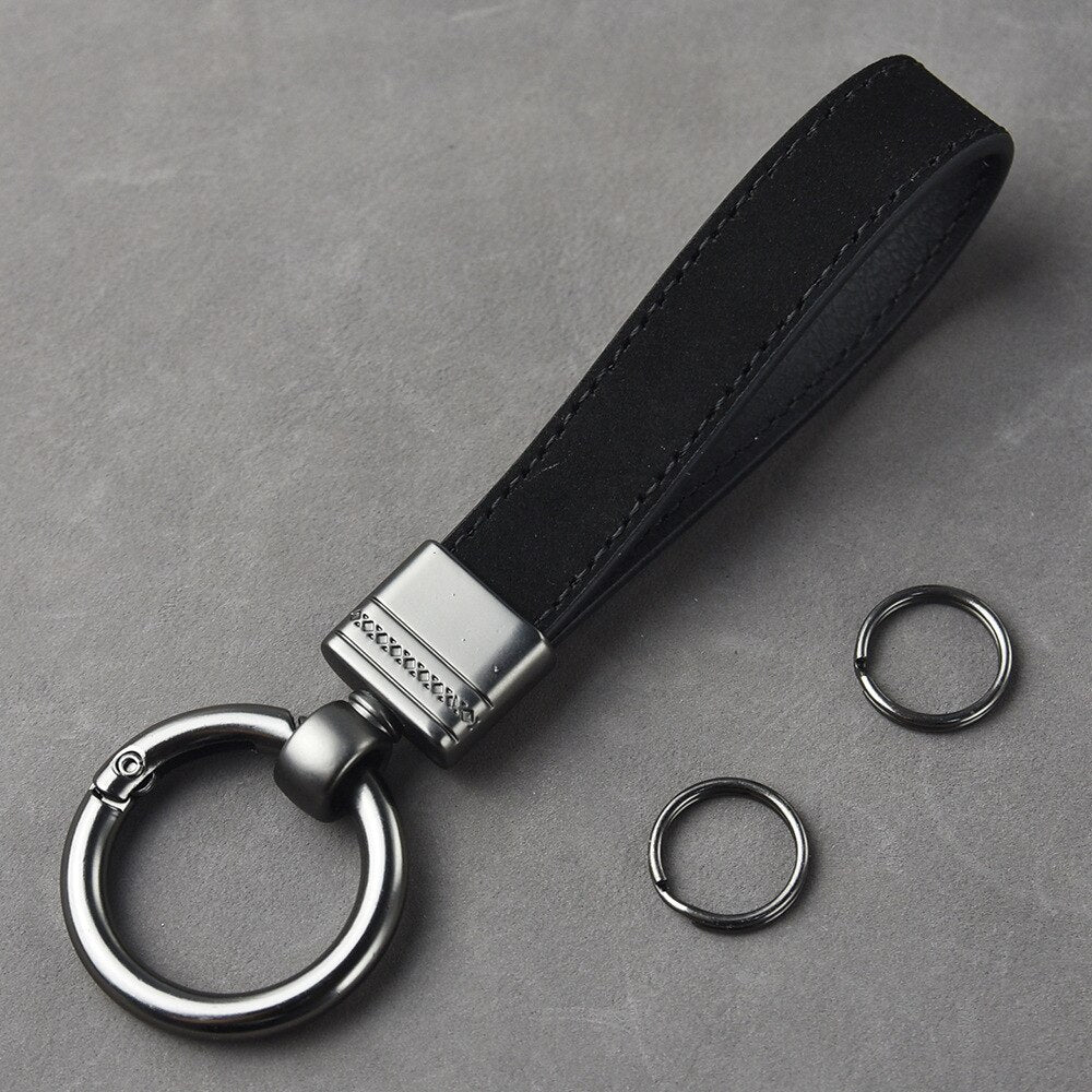 Aveuri Leather Car Key Chain Frosted Top Leather Spring Coil Key Pendant Gift