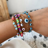 AVEURi 2023 Ethnic Multicolor Soft Clay Bracelet Sets For Women Fashion Hamdmade Letters Acrylic Beads Bracelet Couples Boho Jewelry