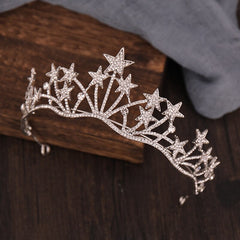 Aveuri Fashion Crystal Star Headbands Tiaras Crowns Bridal Prom Hairbands Wedding Party Jewelry Hair Accessories Diadema