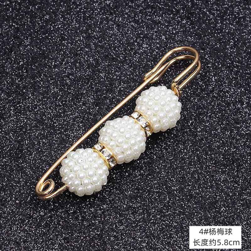 Lapel Pin Women Simulated-Pearl Pendant Pins Crystal Rhinestone Brooch For Woman Scarf Buckle Clips Hat Clothes Multipurpose Pin