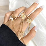 Butterfly Chain Rings Punk Multi-layer Finger Rings Hip Hop Rotate Rings for Women Party Gift AM3387