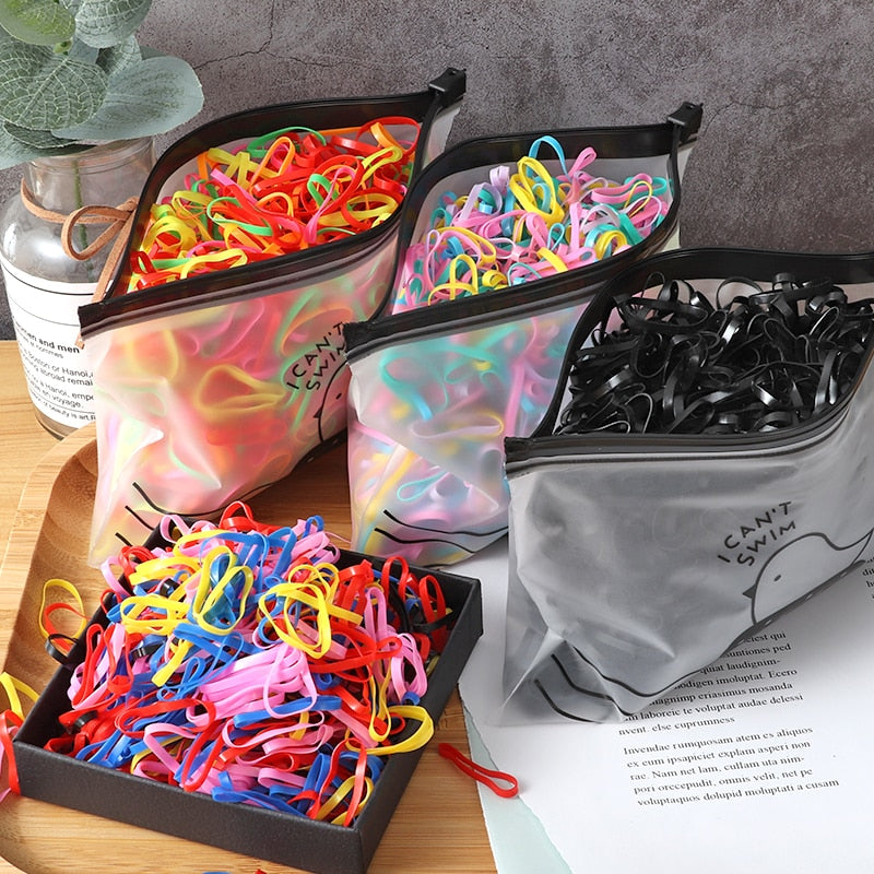 Back to school 2023 AVEURI 500Pcs/ Pack Girl Colorful Small Rubber Bands Disposable Hair Bands Ponytail Elastic Headband Girl Cute Fashion Hair Accessories