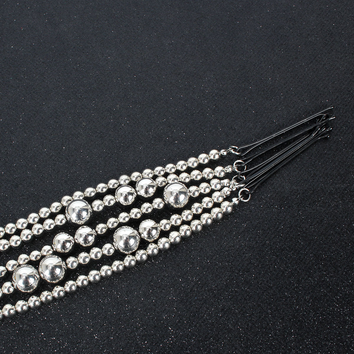 Aveuri 2023 Silver-Plated Beads Hair Chain Tassel Hair Accessories Black Word Clip Braided Hair Clip Popular Fashion Hair Accessories