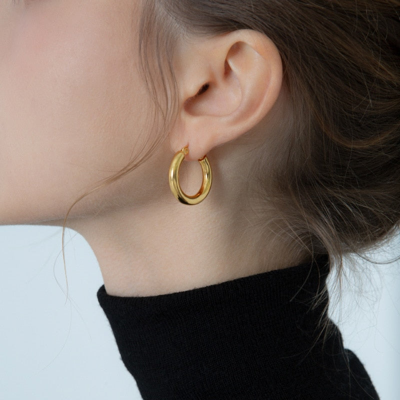 Aveuri Alloy Retro Hoop Earrings For Women Personality French Fashion Ear Buckles E-045