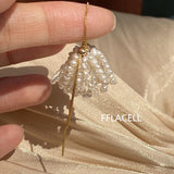 Aveuri 2022 Korean Vintage New Vintage Pearl Beads Round Geometric Chain For Women Ear Clip Elegant Korea Magnet Jewelry Gifts