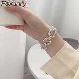 Aveuri Alloy Bracelets for Women Trend Hip Hop Vintage Thick Chain Creative Hollow Geometric Design Party Jewelry