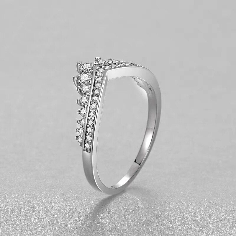 Christmas Gift Hot Saleling Fashion Zircon Finger Crown Ring Classic Stackable Silver Fine Jewelry For Women Wedding Gift R013