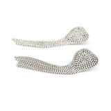 Aveuri Luxury Rhinestone Long Tassel Love Heart Drop Earrings Dinner Party Jewelry For Women Luxury Crystal Statement Dangle Earrings