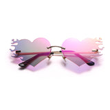 Aveuri New Punk Heart Sunglasses Women Rimless Sun Glasses Men UV400 Goggles Steampunk Flame Eyeglasses Mirror Shades Ladies Eyewear