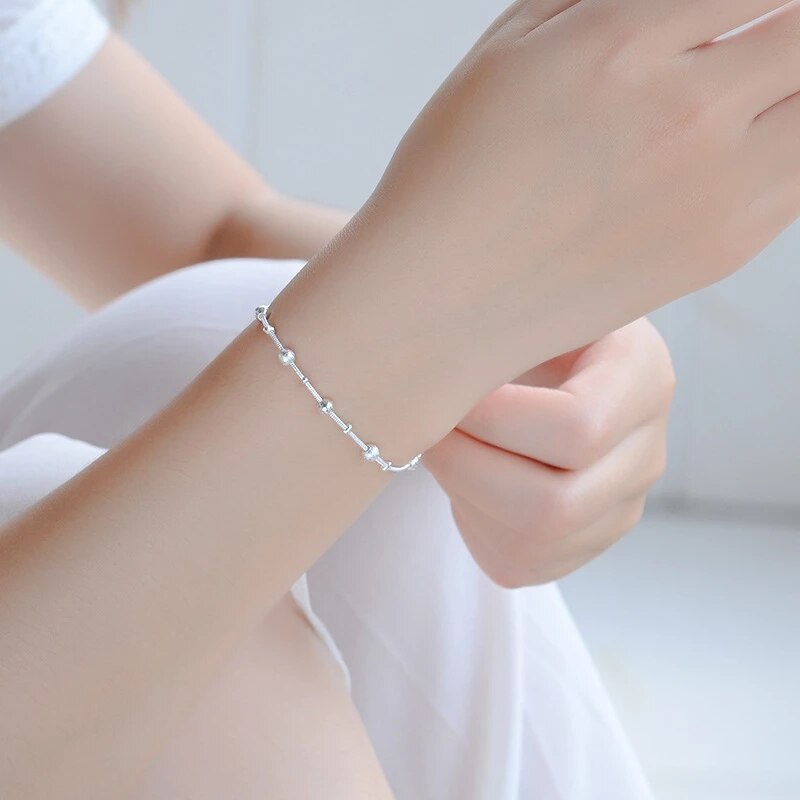Christmas Gift alloy Adjustable Link Chain Small Round Bead Bracelets Jewelry For Woman Party Accessories sl109