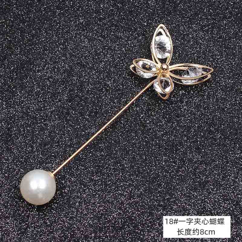 Lapel Pin Women Simulated-Pearl Pendant Pins Crystal Rhinestone Brooch For Woman Scarf Buckle Clips Hat Clothes Multipurpose Pin