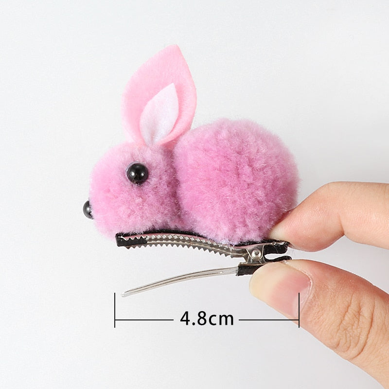 Back to school 2024 AVEURI Cute Hair Ball Rabbit Hair Clip Girl Plush Rabbit Ears Hair Clip 3D Plush Rabbit Hair Accessories Korea Simple Girl Headdress