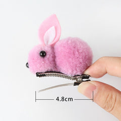 Back to school 2024 AVEURI Cute Hair Ball Rabbit Hair Clip Girl Plush Rabbit Ears Hair Clip 3D Plush Rabbit Hair Accessories Korea Simple Girl Headdress