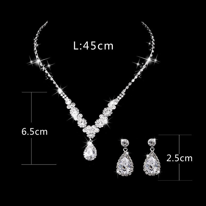 Graduation gift  Exquisite crystal bridal jewelry necklace set flashing crystal earrings earrings wedding banquet necklace earrings set ladies