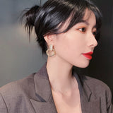 Christmas Gift 2023 New High Sense Opal Circle Pendant Dangle Earrings Fashion Party Luxury Accessories Sexy Korean Girl‘s Jewelry For Woman