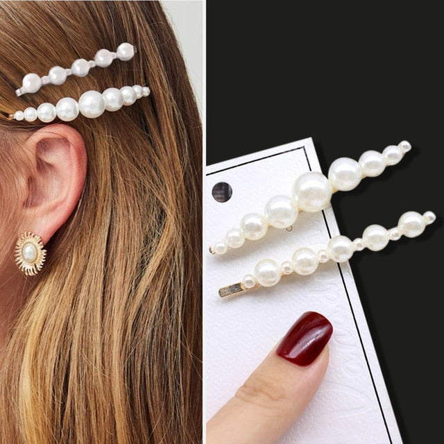 Aveuri 1 Set Geometric Flower Pearl Hair Clips for Women Acrylic Barrettes Hairgrips Hair Accessories Girls Jewelry Fashion Hair Pins