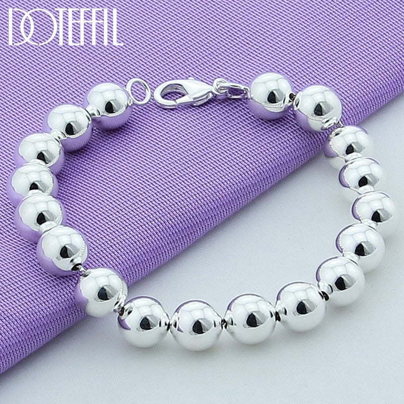 Aveuri  alloy 8mm/10mm Hollow Circle Ball Beads Silver Beaded 20cm Bracelet Woman Charm Fashion Jewelry