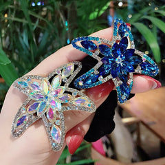 Aveuri Ball Head Rhinestone Starfish Tie Hair Large Intestine Ring New Adult Flannel Metal Hair Ring Headdress