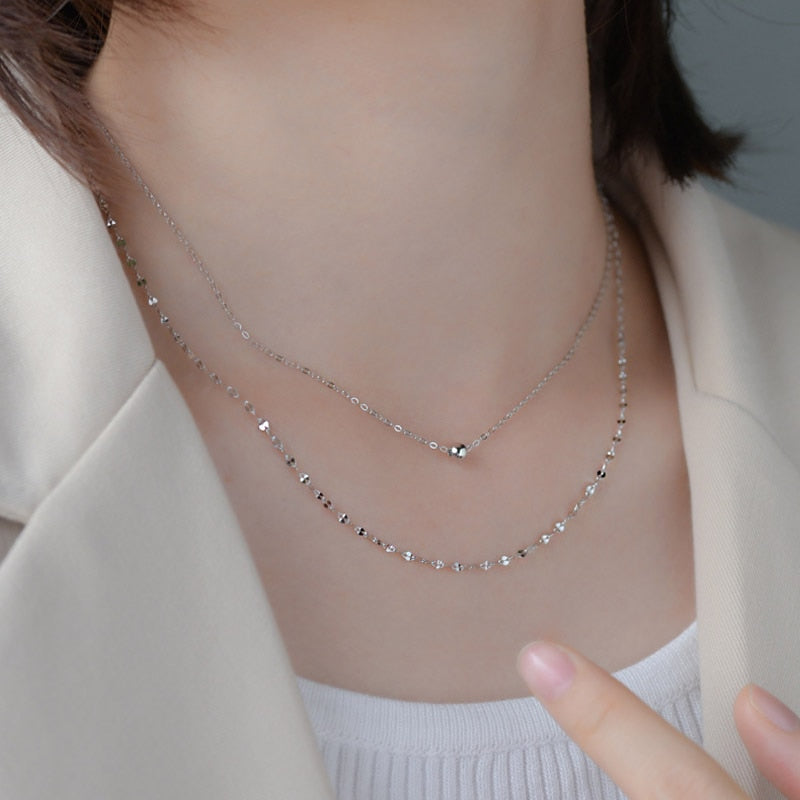 Christmas Gift New Double Layer Necklace Round Bead Chain Cute Choker Wedding Gift For Girl Fine Jewelry NK080