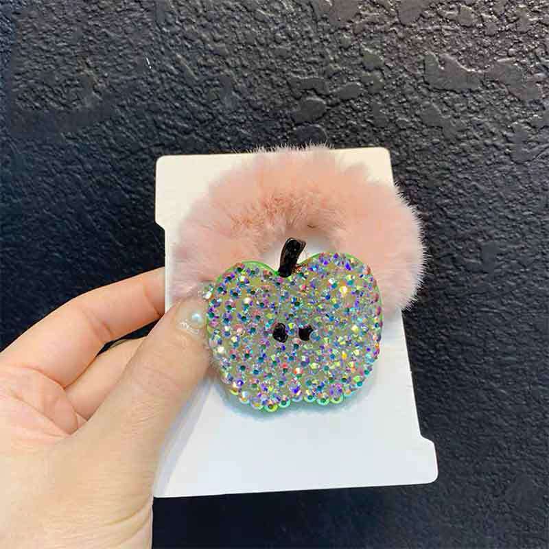 Aveuri Autumn And Winter Plush Hair Rope Cute Fruit Head Rope Ball Head Rubber Band Girl Net Red Ins Hair Ring