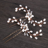 Aveuri 2 Pcs Wedding Pearl Hair Pins Hair Accessories Women Bridal Headpiece Handmade Hair Jewelry