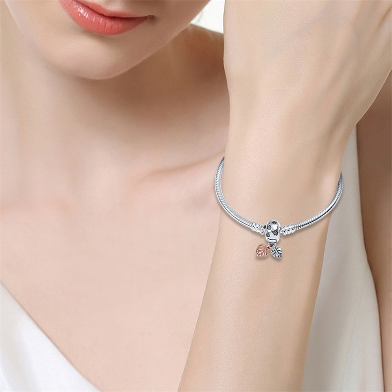 New Silver Color Bracelet 2023 Hot Sale For Women Angle Round Bead Closure Bracelet Fits Original Pandach Charm Bead Gift
