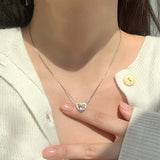 Christmas Gift Zircon Heart Charm Necklace For Women Creative Box Chain Pendant Elegant Party Jewelry dz681