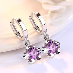 Christmas Gift alloy Earrings Jewelry High Quality Retro Simple Pattern Purple White Zircon Earrings Hot Sale