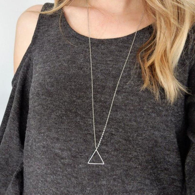 Christmas Gift Simple Gold Triangle Pendant Necklace For Women Vintage Sweater Long Chain Necklaces collares mujer moda 2023 Jewelry Gifts