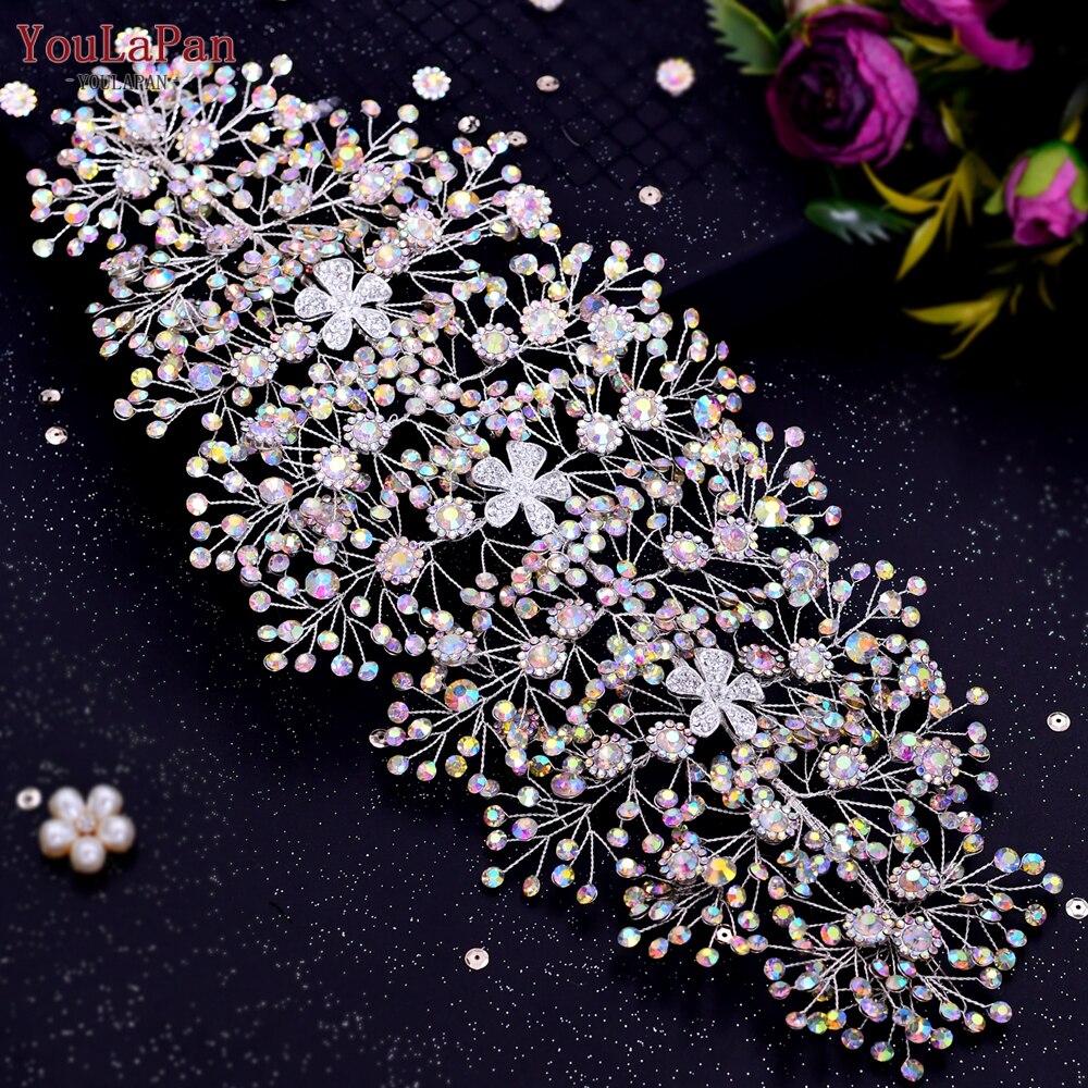 Aveuri HP240 Artificial Wedding Hair Accessories Exquisite Bridal Floral Headbands Wedding Big Crown For Bride Tiara Headwear