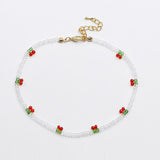Aveuri Women New Kpop Summer Sweet Cherry Choker Transparent Beads Charm Necklace Fruit Party Jewelry Gift