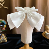 Aveuri Handmade Big White Bow-Knot Hair Clip Wedding Riborn Barette Bridal Headpiece Women Hair Ornament Заколка Бант