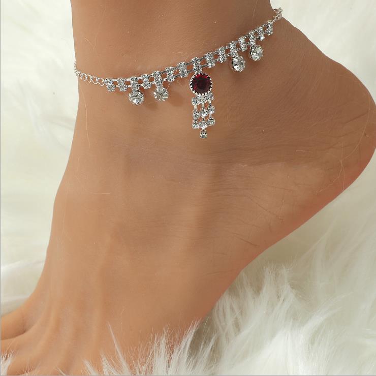 Aveuri Gift Cute Resin Bear Rhinestone Chain Anklet Summer Bohemian Tassel Pearl Foot Decoration Letter Personality Beach Multi-layer Anklet