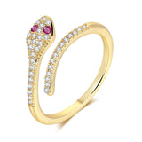 Aveuri Adjustable Rings For Women Exquisite Cute Snake Zircon Light Yellow  Gold-color Open Ring Gifts Fashion Jewelry R072