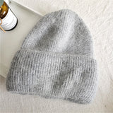 Christmas Gift Winter Hat for Women Angola Beanie Hat Knitted Rabbit Fur Skullies Hat Warm Bonnet Cap Female Hats for Girl Hat