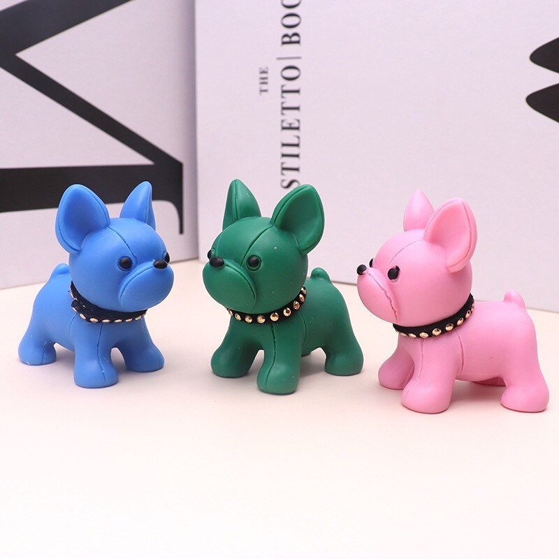 Aveuri Cute French Bulldog Doll Key Fob Accessories Wood Dog Pendant Toy Stereo Doll Paw Machine Doll Small Gift.