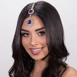 Aveuri Personality Temperament Water Drop Pendant Lady Hairpin Headdress Fashion Prom Party Rhinestone Forehead Chain Headwear Jewelry