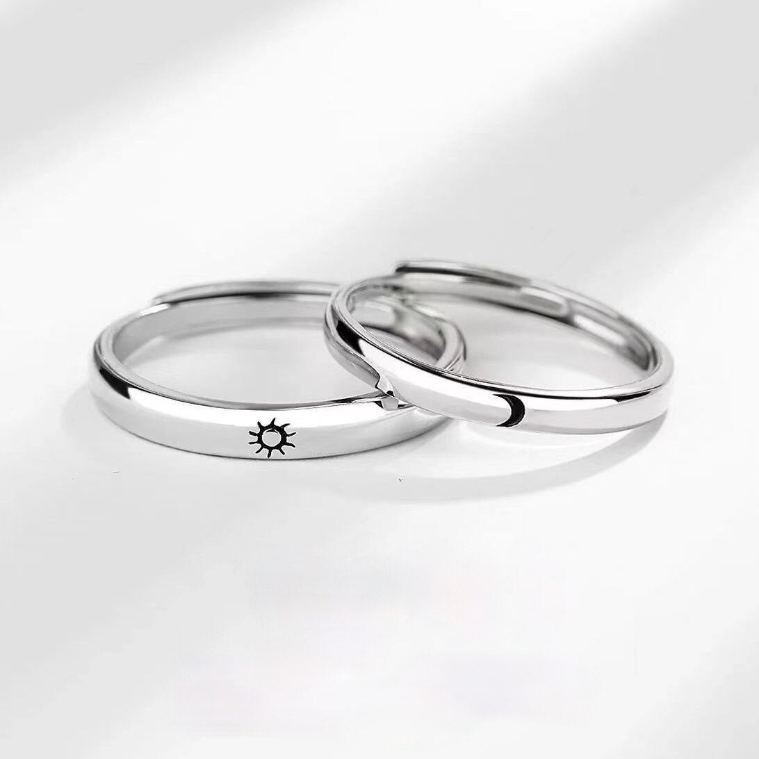 Christmas Gift Trendy Classic 1 Pair Sun Moon Lover Couple Rings Set Promise Engagement Wedding Bands Men Women Jewellery Valentine's Day Gifts