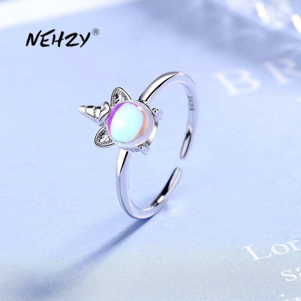 Christmas Gift alloy New Woman Fashion Jewelry High Quality Color Zircon Unicorn Ring Adjustable Size Open Ring