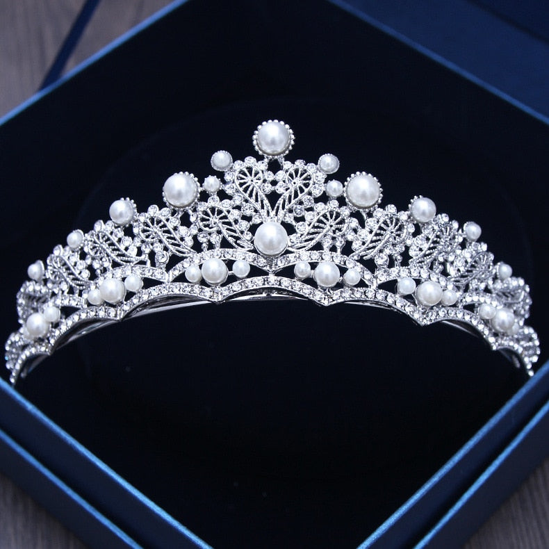 Aveuri Diverse Silver Color Gold Crystal Crowns Bride tiara Fashion Queen For Wedding Crown Headpiece Wedding Hair Jewelry Accessories