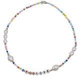 Cute LOVE Letter Rainbow Beads Pearl Choker Necklace SUMENG 2023 Female Bohemian Fashion Party Jewelry for Women Gir Gift AM3077