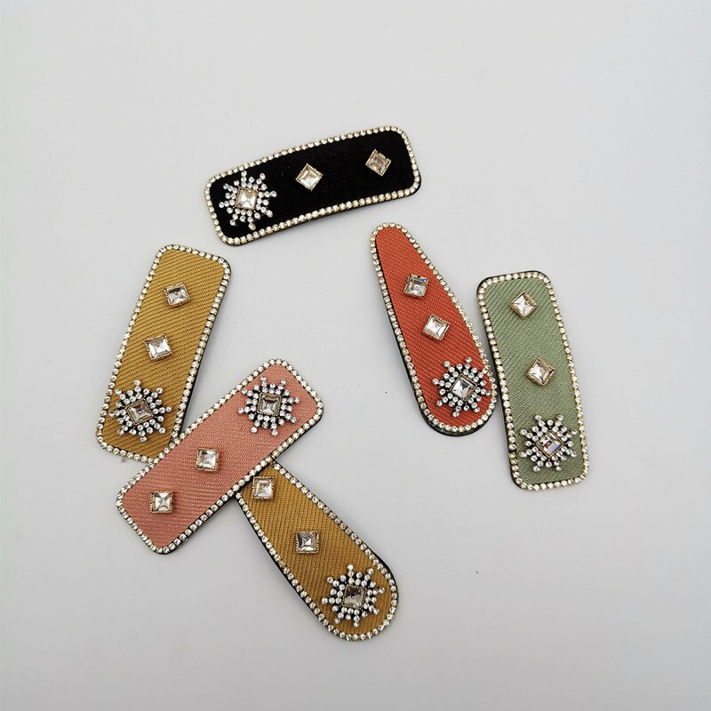 Diamond-studded candy-colored hair clip fashion hair accessories women rhinestone drop-shaped rectangular BB clip wild hairpins