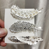 Aveuri 2022 Korean Version Of Jewelry Adult Female Hair Accessories Retro Exaggerated Feather Hairpin Spring Clip